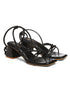 GNIST Black Strappy Tie up Block Heel Sandal